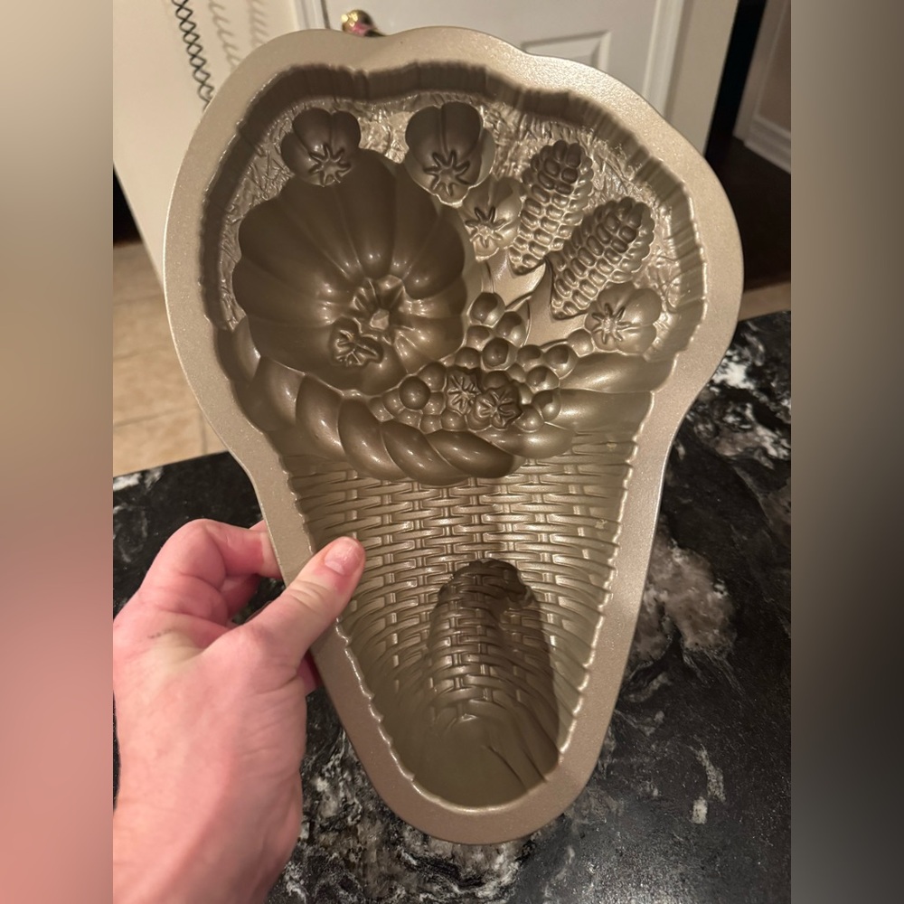 William Sonoma cornucopia cake mold.